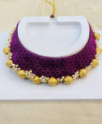 Pink handloom fabric jewelery 2