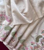 Beigepure loom tussar with all over forest style hand embroidery