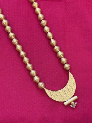 Godlen hand painted wooden chandrakor necklace 2