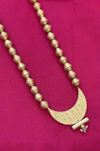 Godlen hand painted wooden chandrakor necklace