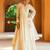 Elegant cream cotton angrakha anarkali with foil mirror embroidery dupatta