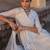Designer blue pure cotton angrakha anarkali with foil mirror and thread embroidery work