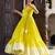 Radiant yellow angrakha anarkali in pure cotton with intricate thread and mirror embroidery