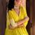 Radiant yellow angrakha anarkali in pure cotton with intricate thread and mirror embroidery