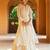 Elegant cream cotton angrakha anarkali with foil mirror embroidery dupatta