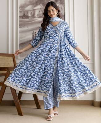 women's pure cotton embroidery work printed angrakha 6