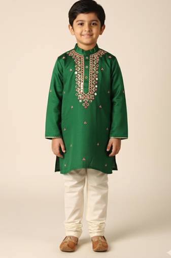 Silk & cotton satin kurta pyjama