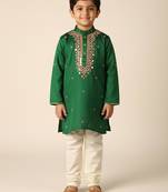 Silk & cotton satin kurta pyjama