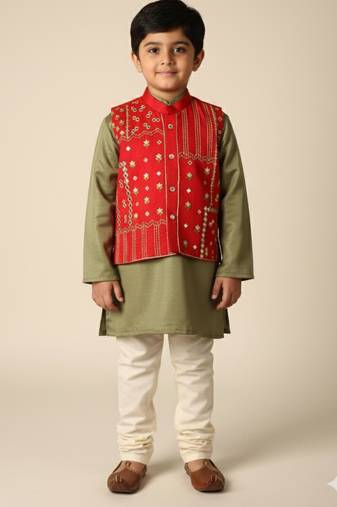 Silk & cotton satin kurta pyjama jacket