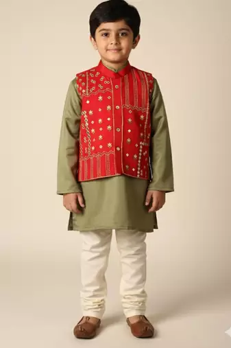Silk & cotton satin kurta pyjama jacket