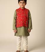 Silk & cotton satin kurta pyjama jacket