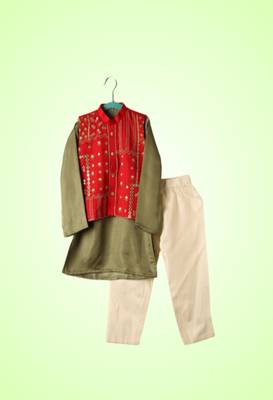 Silk & cotton satin kurta pyjama jacket 2
