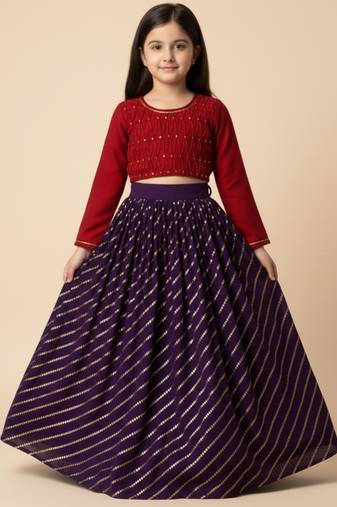 Cotton silk & cotton top & lehenga