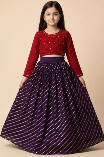 Cotton silk & cotton top & lehenga