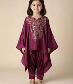Silk kaftan top & cowl pant