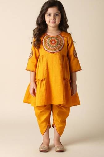 Silk anarkali top with silk dhoti