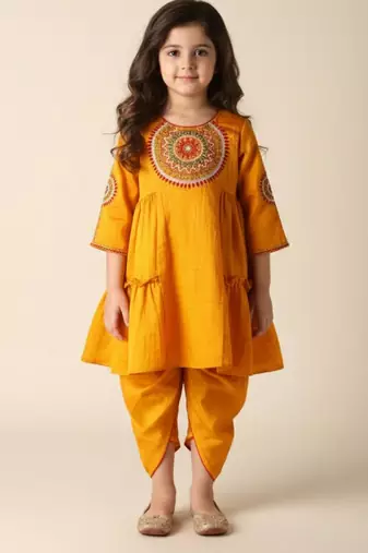 Silk anarkali top with silk dhoti