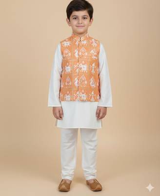 Silk & cotton satin kurta pyjama jacket 1