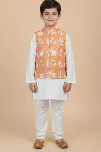 Silk & cotton satin kurta pyjama jacket