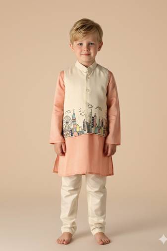 Silk & cotton satin kurta pyjama jacket
