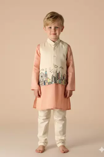 Silk & cotton satin kurta pyjama jacket