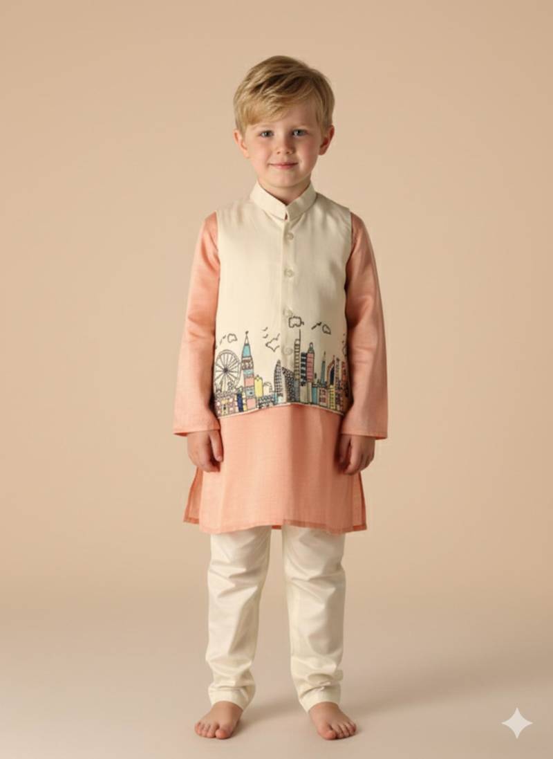 Silk & cotton satin kurta pyjama jacket