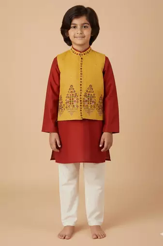 Silk & cotton satin kurta pyjama jacket