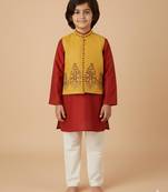 Silk & cotton satin kurta pyjama jacket