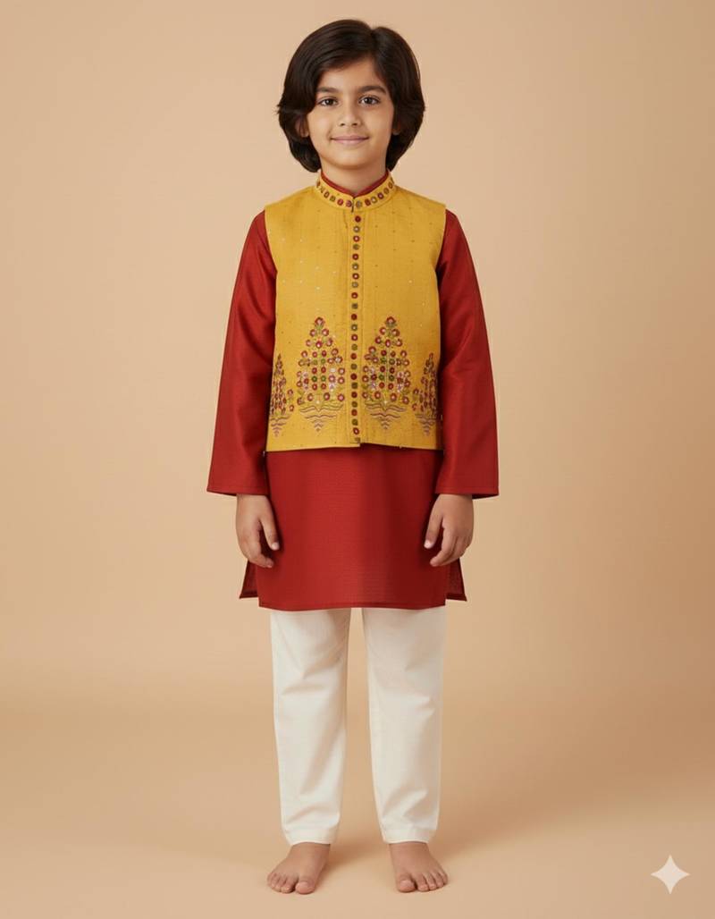 Silk & cotton satin kurta pyjama jacket