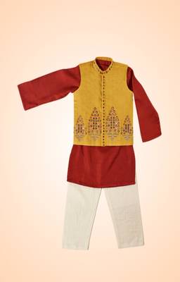 Silk & cotton satin kurta pyjama jacket 2