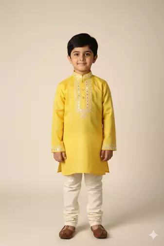 Silk & cotton satin kurta pyjama