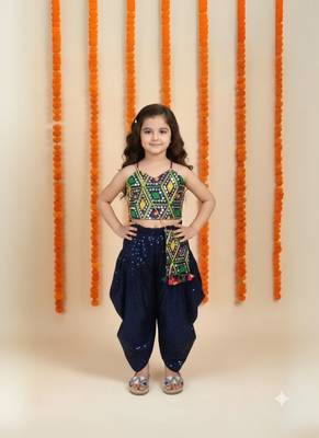 blue cotton dhoti set with embroidered top design 4