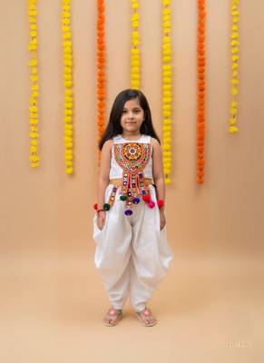Aglare Dhoti Top top and pant set for babygirl,girls small girls,kids cord set.Saga White 1