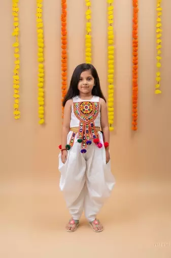 Aglare Dhoti Top top and pant set for babygirl,girls small girls,kids cord set.Saga White