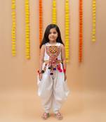 Aglare Dhoti Top top and pant set for babygirl,girls small girls,kids cord set.Saga White