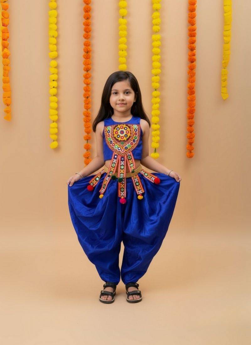 Aglare Dhoti Top top and pant set for babygirl,girls small girls,kids cord set.Saga Blue 