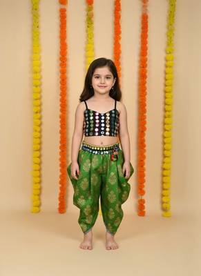 GREEN BLACK Girls's indowestern dhoti suit,salwar suit sets 1