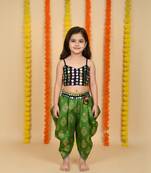 GREEN BLACK Girls's indowestern dhoti suit,salwar suit sets