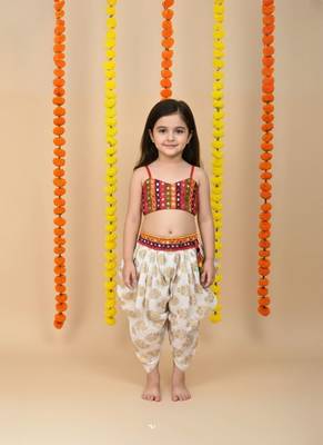 WHITE Girls's indowestern dhoti suit 1