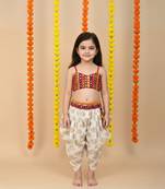 WHITE Girls's indowestern dhoti suit