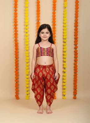 multicolor embroidered cotton stitched kids salwar suits 1