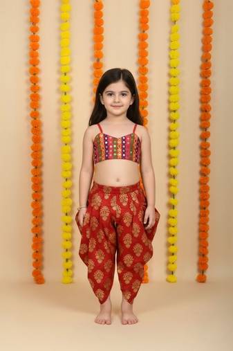 multicolor embroidered cotton stitched kids salwar suits