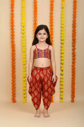 multicolor embroidered cotton stitched kids salwar suits