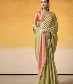 Olive tissue silk with beautiful tussle on pallu casual & office wear saree