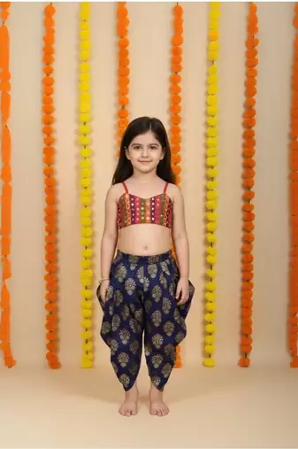 multicolor embroidered cotton stitched kids salwar suits