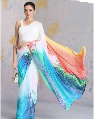 Multi colors Timeless Grace  Digital Print Sarees  1