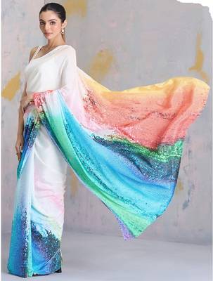 Multi colors Timeless Grace  Digital Print Sarees  3