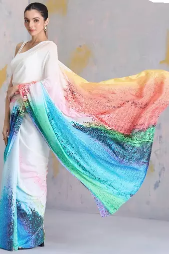 Multi colors Timeless Grace  Digital Print Sarees 