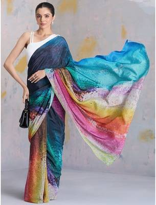 Multicolor saree New Arrival  Satin Splendor Collection  1