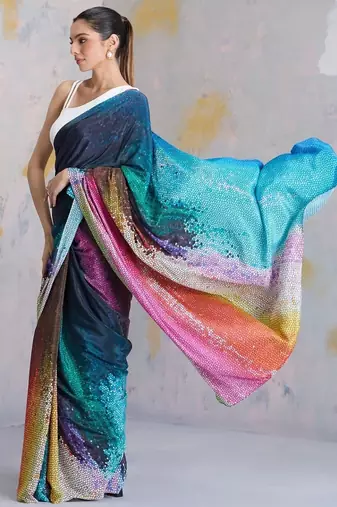 Multicolor saree New Arrival  Satin Splendor Collection 